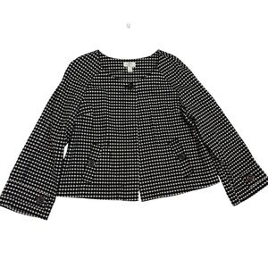 Ann Taylor Loft Petites Black White Geometric Diamond Cropped Jacket Size LP